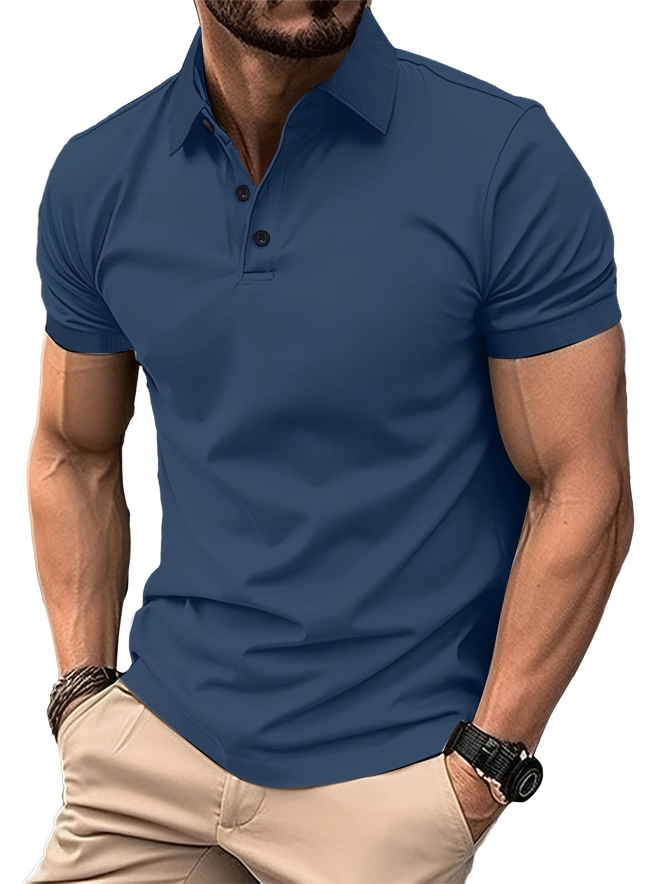 Men Polo Shirt Short Sleeve Golf Shirt Slim Fit Polo Shirt