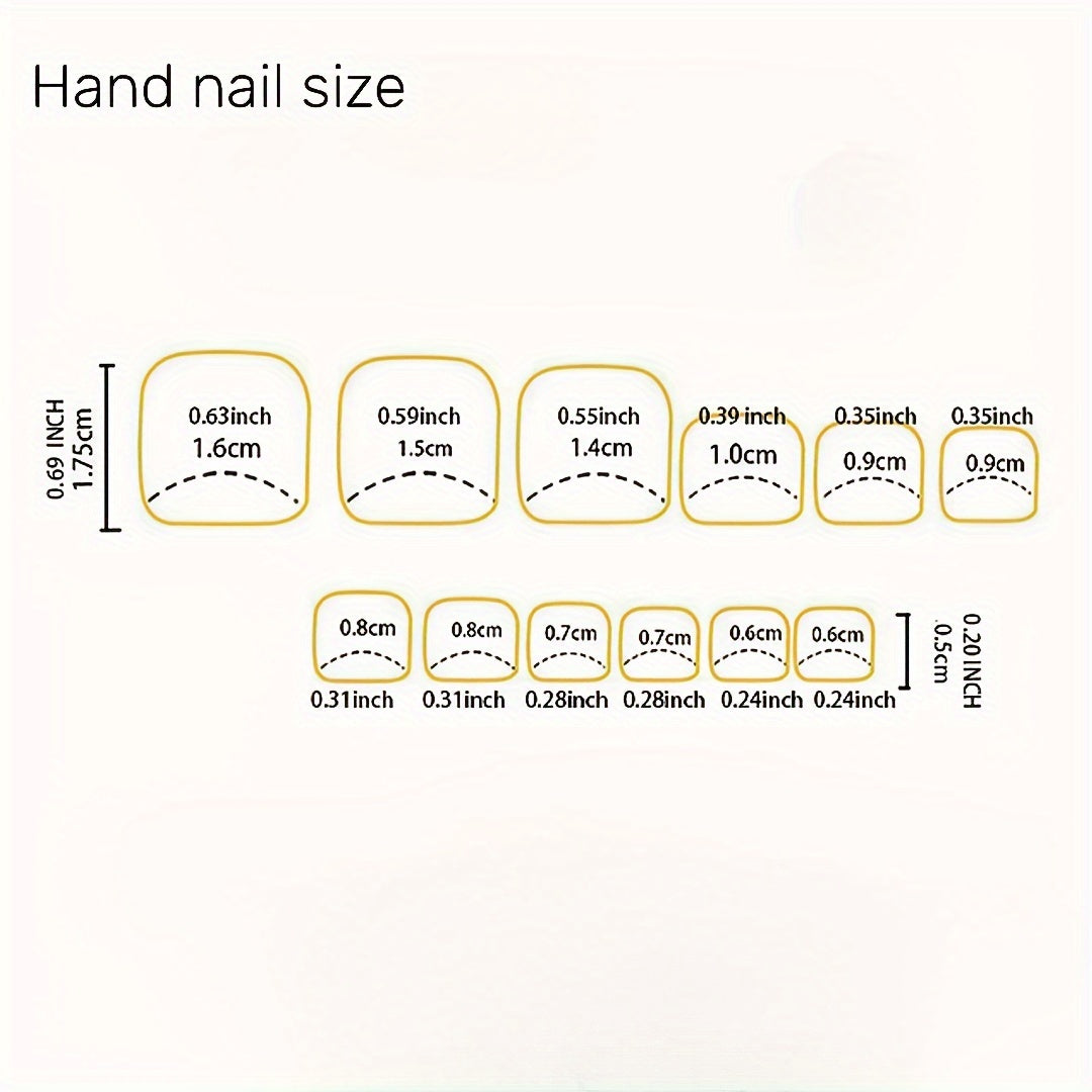 Square Shape Short Nail Tips, Gray Line Color Tone, Strobe Finish Pure Color Nail Forms - Easy Wear Press-On