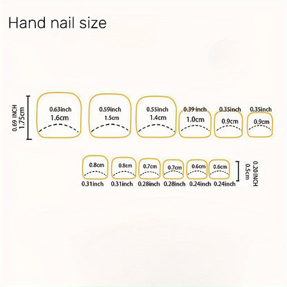 Square Shape Short Nail Tips, Gray Line Color Tone, Strobe Finish Pure Color Nail Forms - Easy Wear Press-On