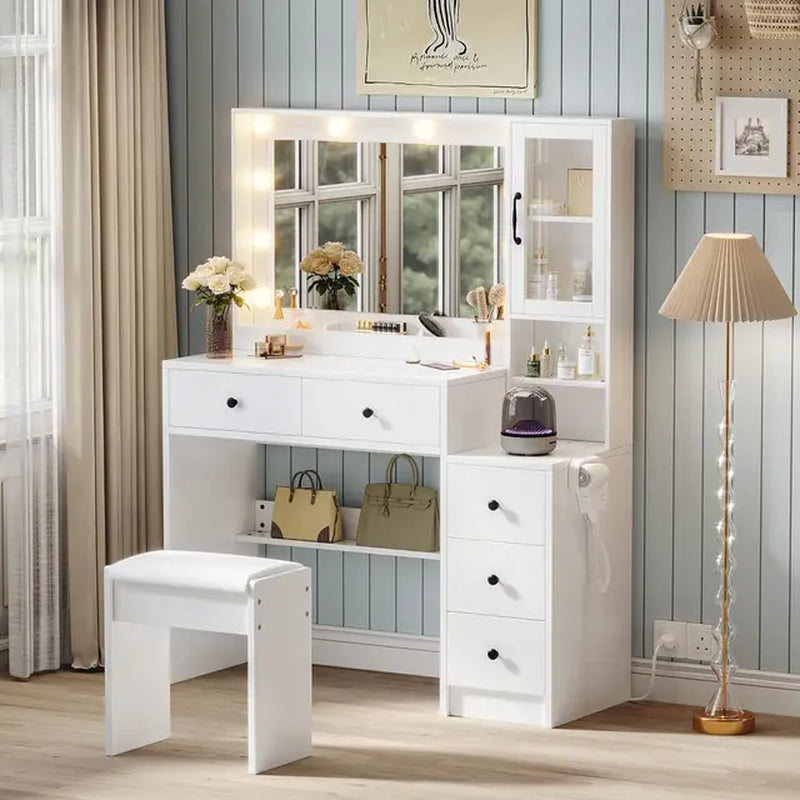 Makeup with Mirror and Light, Dressing Table with Drawers, Dressing Table with 8 Drawers, Dressing Table with Mirror