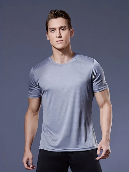 7pcs Men's Quick-Dry Athletic T-Shirts - Breathable, Moisture-Wicking Crew Neck Tees in Navy, Army Green, Burgundy, Khaki, Black, White, Gray - Perfect for Gym