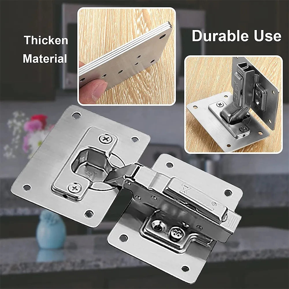 Cabinet Hinge Repair Plate Kit Kitchen Cupboard Door Hinge Mounting Plate with Holes Flat Fixing Brace Brackets