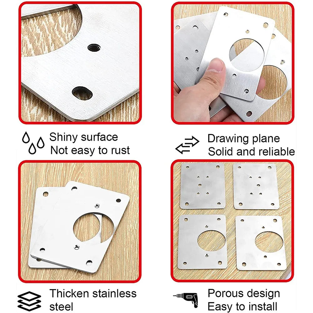 Cabinet Hinge Repair Plate Kit Kitchen Cupboard Door Hinge Mounting Plate with Holes Flat Fixing Brace Brackets