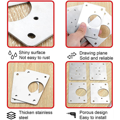 Cabinet Hinge Repair Plate Kit Kitchen Cupboard Door Hinge Mounting Plate with Holes Flat Fixing Brace Brackets