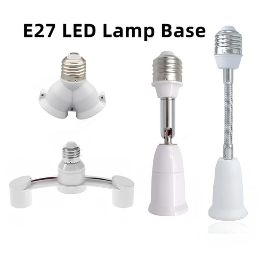 2 in 1 Heads Adjustable Base LED Bulb Adapter Converter Lamp Holder Socket Splitter