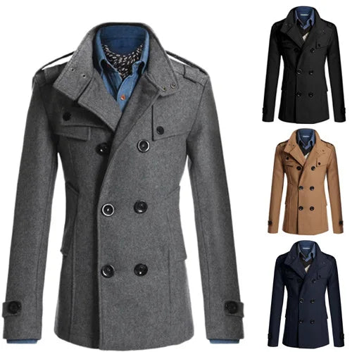 Men's Jackets Overcoat for Male Double Breasted Coat