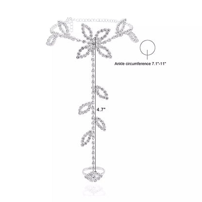 Rhinestone Leaf Finger Anklet Bracelet™