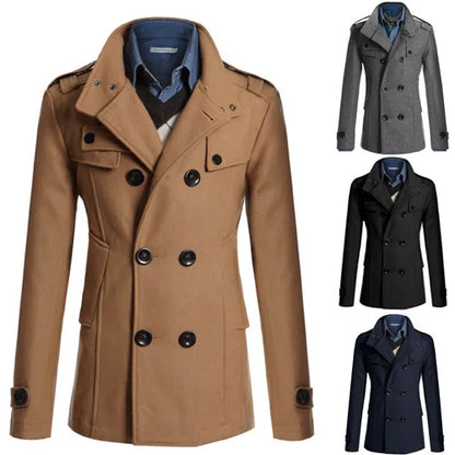 Men's Jackets Overcoat for Male Double Breasted Coat