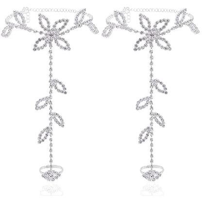 Rhinestone Leaf Finger Anklet Bracelet™