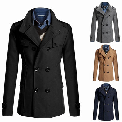 Men's Jackets Overcoat for Male Double Breasted Coat