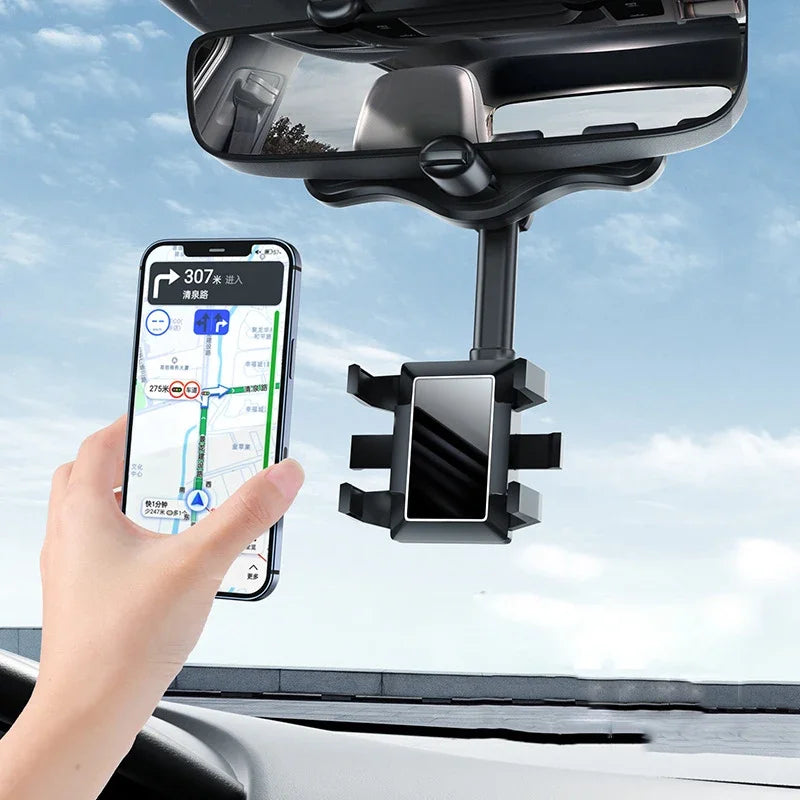 Universal Retractable Car Phone Holder Rearview Mirror Phone Support