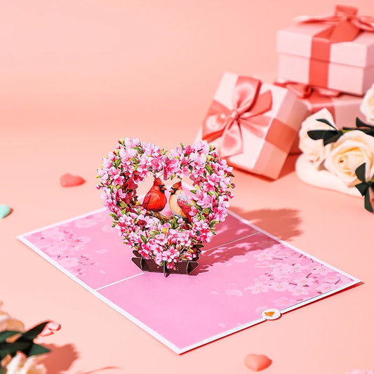 Valentine's Day cherry blossom bird Pop Up 3D card