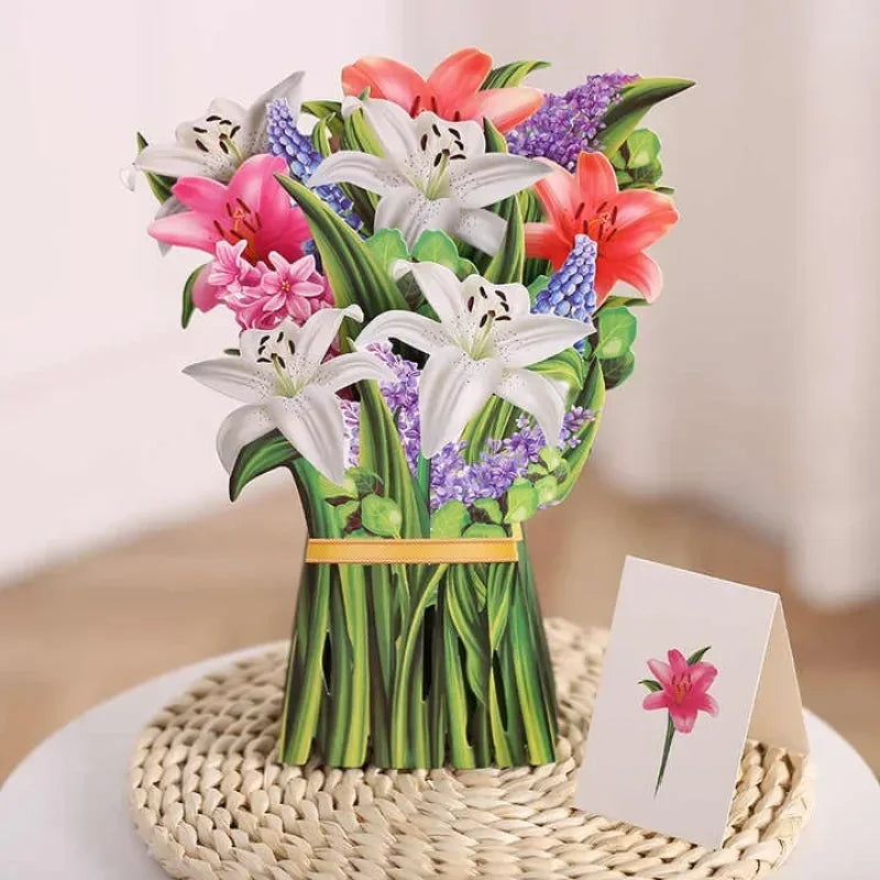 Paper Flower Bouquet Card 3D Pops-up