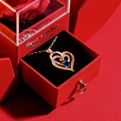 Women Eternal Rose Gift Box /w Heart Necklace