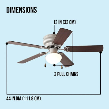 44 inch Hugger Indoor Ceiling Fan with Light Kit