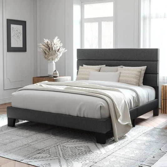 Queen Size Platform Bed Platform Bed Frame With Fabric Upholstered