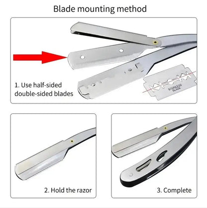 Men Professional Barber Razor Straight Edge Shaver Folding With Blade