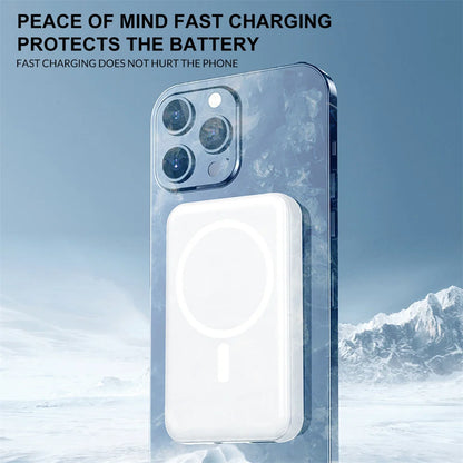 Portable Magnetic Power Bank 10000mAh 15W Wireless Fast Charger Universal Built-in Cable for Apple Android