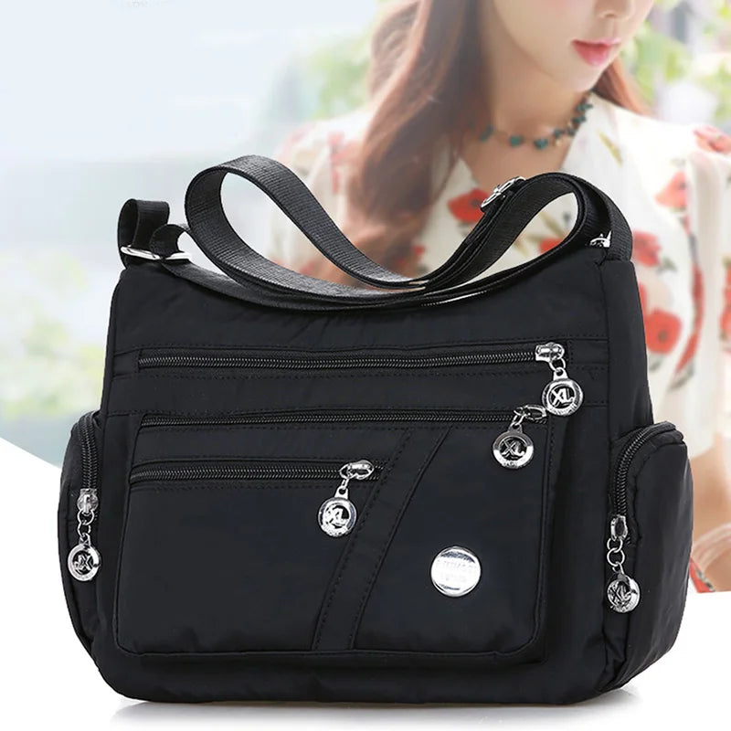 Causal Women Shoulder Bag Multi Layer Nylon Bag Female Crossbody Bags