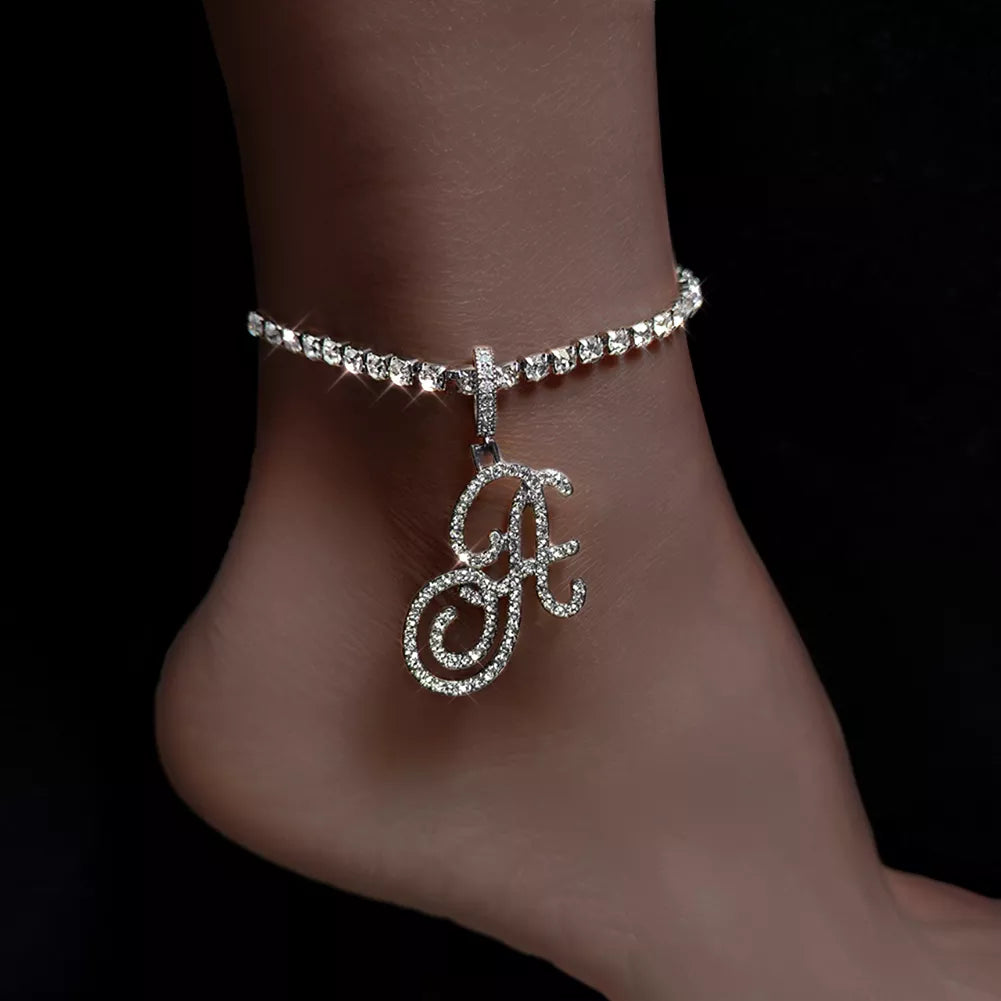 Fashion Cursive A-Z Initial Letters Zircon Anklets Bracelet™