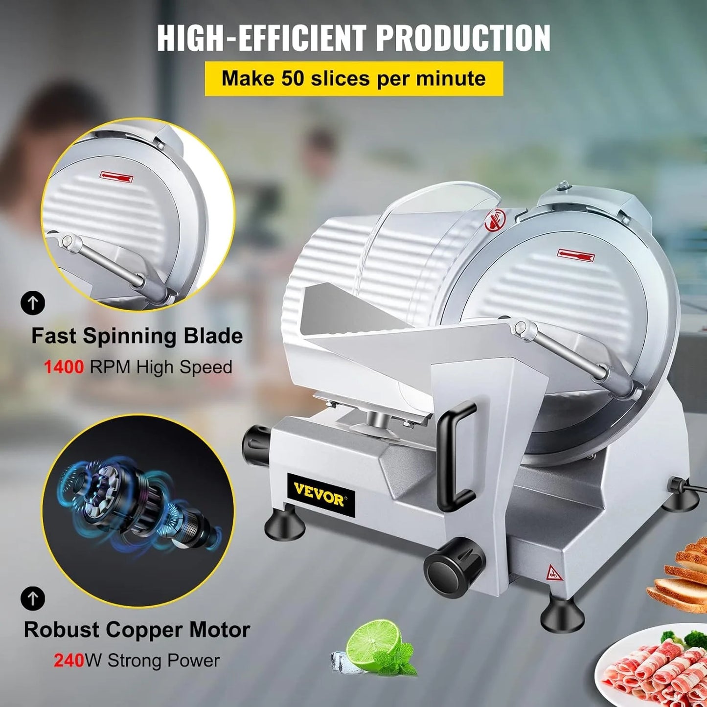 Meat Slicer, 10 in Electric Food Slicer