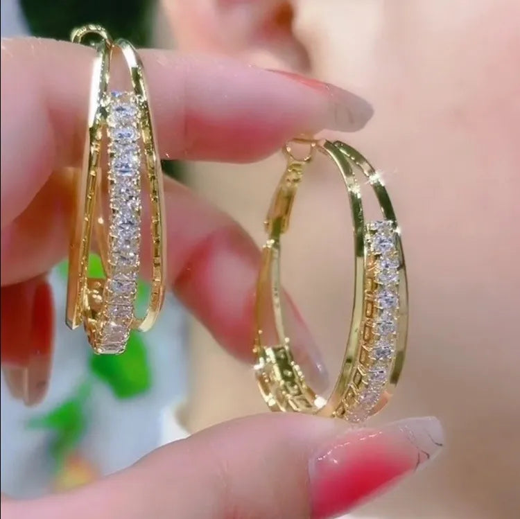 Zircon Circle Multilayer Earrings for Women