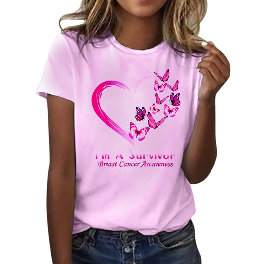 Breast Cancer Awareness T-shirt Women Pink