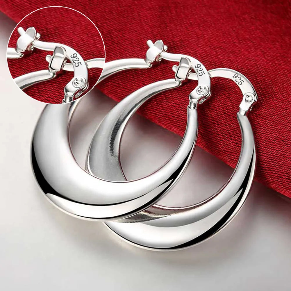 Sterling Silver Earrings Simple Round Circle Hoops