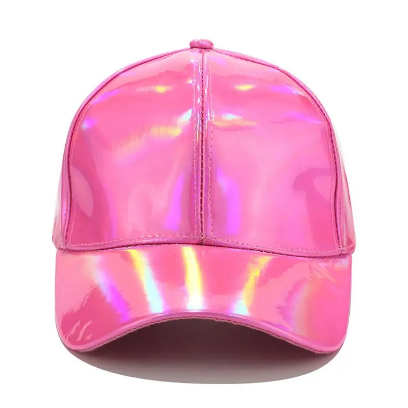 Vintage Faux Leather Adjustable Baseball Cap Men and Women for Sun for Protection Holographic