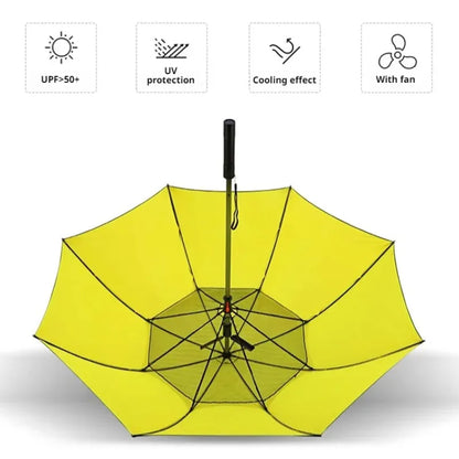 Cooling vinyl umbrella with USB Charging fan sunshade sunny and rainy UV protection