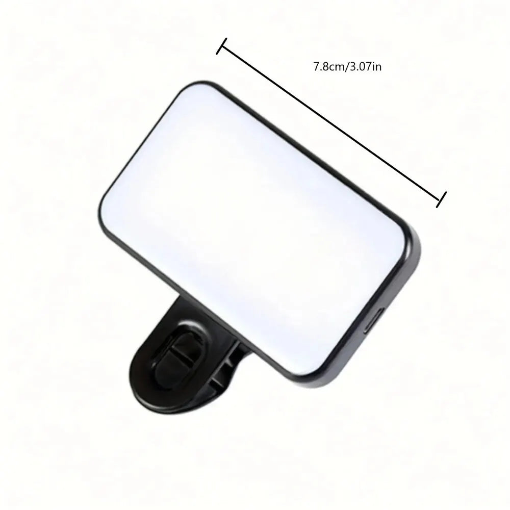 Portable Mini Selfie Fill Light Rechargeable 3 Modes Adjustable Brightness Clip On For Mobile Phone Computer