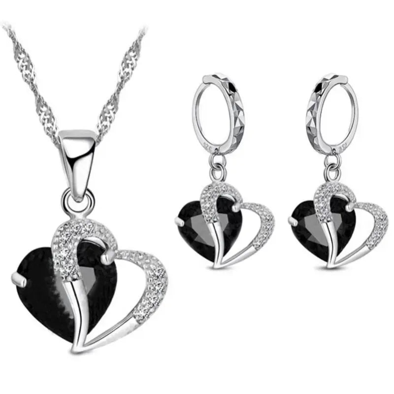 Luxury Women Sterling Silver Cubic Zircon Necklace Pendant Earrings Sets™