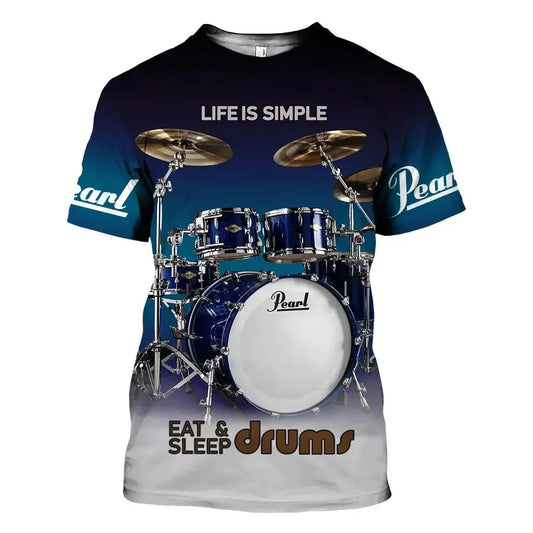 Trendy Street Drum Personality 3d Printed Short Sleeve T-Shirt Fashion