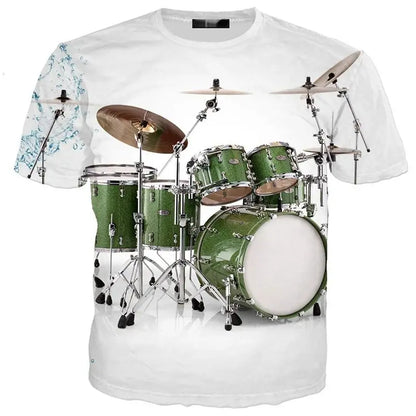 Trendy Street Drum Personality 3d Printed Short Sleeve T-Shirt Fashion