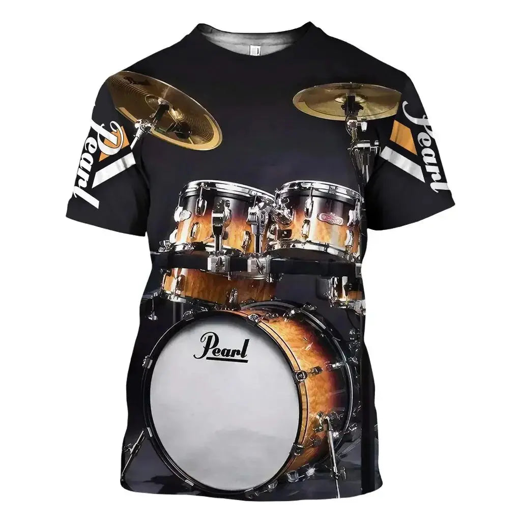 Trendy Street Drum Personality 3d Printed Short Sleeve T-Shirt Fashion