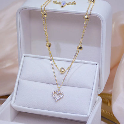 14k Real Gold Radiant Love Duet Necklace