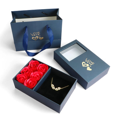 Four Leaf Clover Women Crystal Necklaces Rose Box