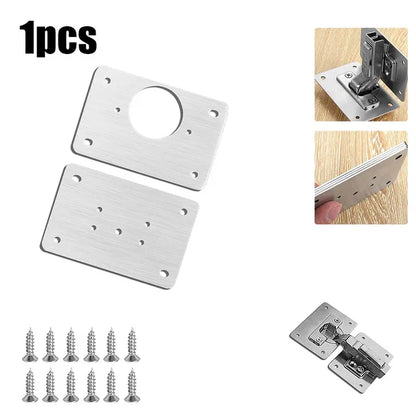 Cabinet Hinge Repair Plate Kit Kitchen Cupboard Door Hinge Mounting Plate with Holes Flat Fixing Brace Brackets