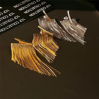 Statement Gold Color Bling Tassel Earrings