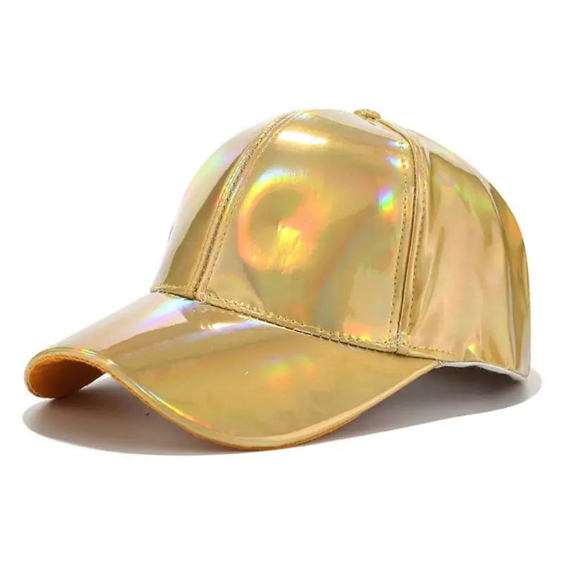 Vintage Faux Leather Adjustable Baseball Cap Men and Women for Sun for Protection Holographic