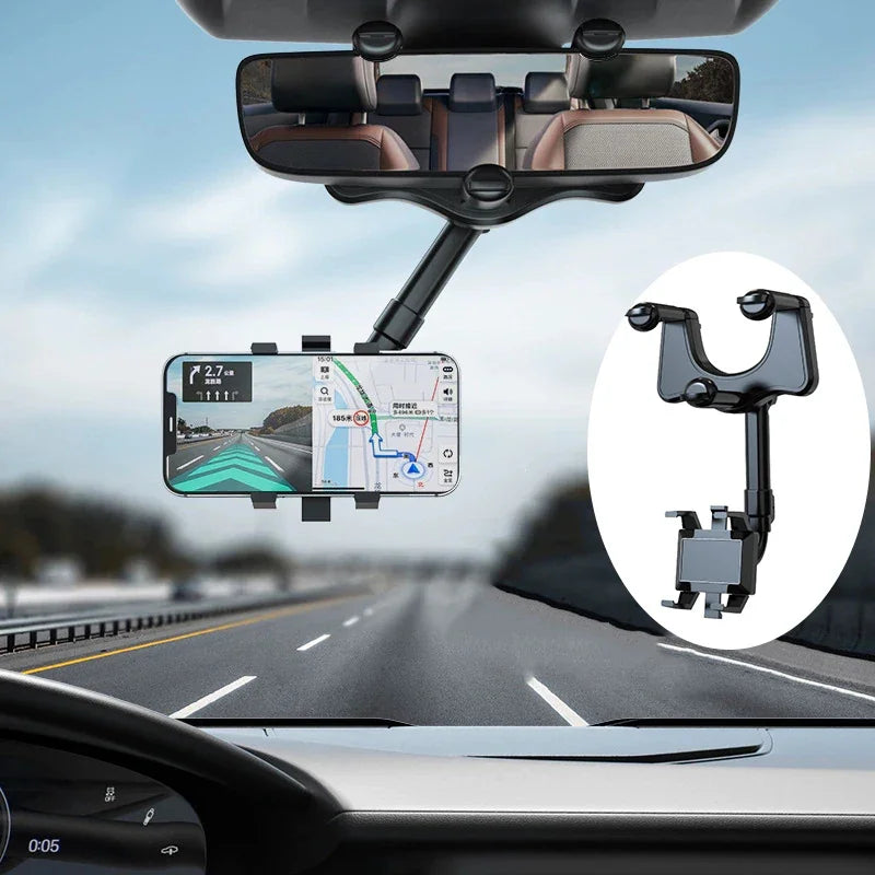 Universal Retractable Car Phone Holder Rearview Mirror Phone Support