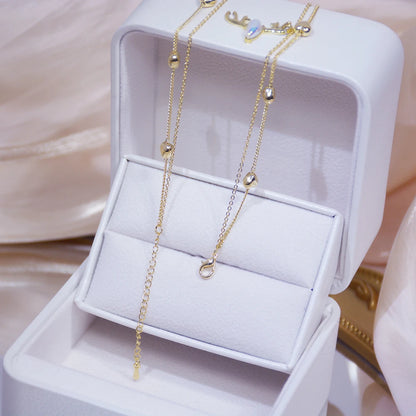 14k Real Gold Radiant Love Duet Necklace