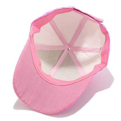 Vintage Faux Leather Adjustable Baseball Cap Men and Women for Sun for Protection Holographic