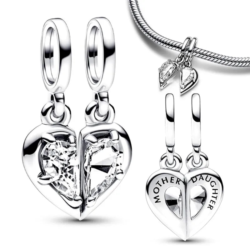 Sterling Silver Mother Daughter Family Love Heart Lock Charm™