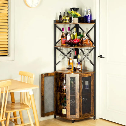 Corner Refrigerator Wine Bar Cabinet With Adjustable Shelf