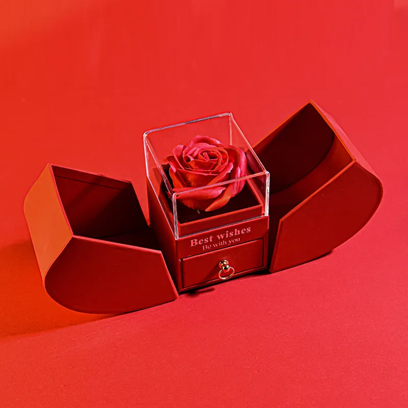 Women Eternal Rose Gift Box /w Heart Necklace