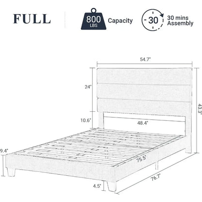 Queen Size Platform Bed Platform Bed Frame With Fabric Upholstered