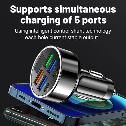 100W 6 Ports Car Charger Fast Charging PD QC3.0 USB C Car Phone Charger Type C Adapter in Car For iPhone Samsung