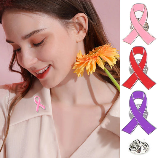 Women'S Pink Love Ribbon Brooch Breast Cancer Prevention And Aids Awareness 10 Colors Micro Chapter Events