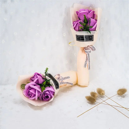 Rose Bouquet Hand Holding Soap Flower